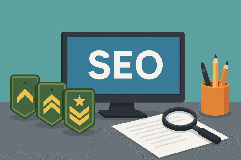 Modern SEO Workspace with Rank Badges and best-seo-tools-for-2025