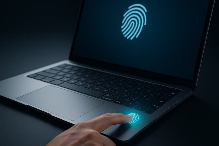 Best budget fingerprint laptops 2025 sleek modern laptop with fingerprint sensor glowing