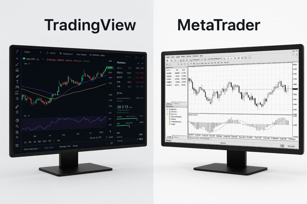 TradingView vs MetaTrader comparison chart showing interface differences