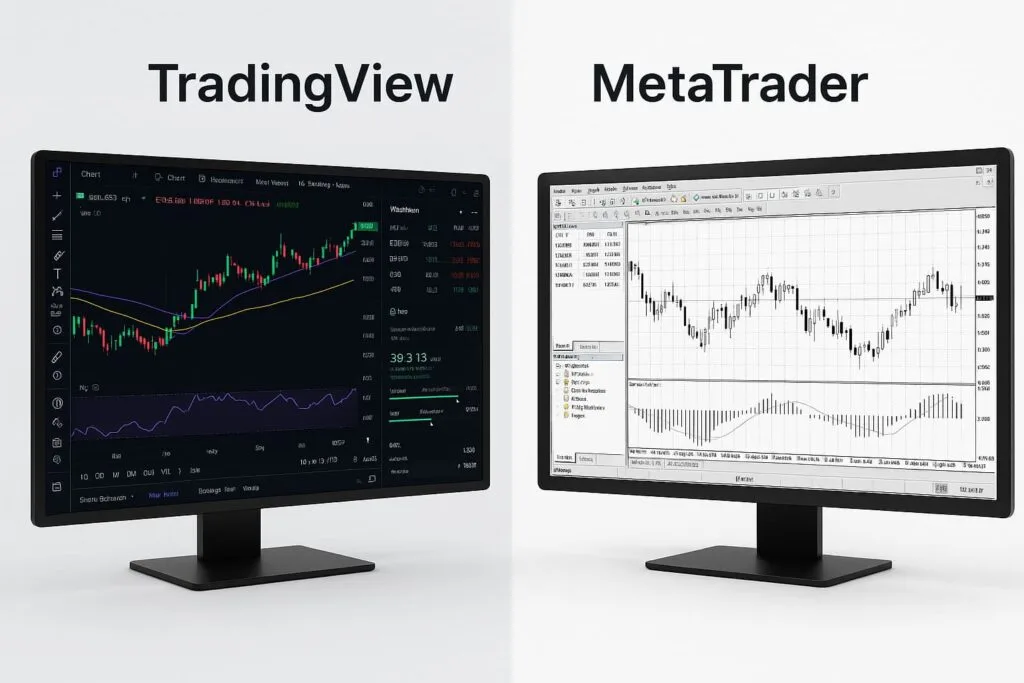 TradingView vs MetaTrader comparison chart showing interface differences