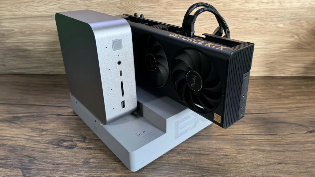 External GPU dock with an NVIDIA GeForce RTX graphics card